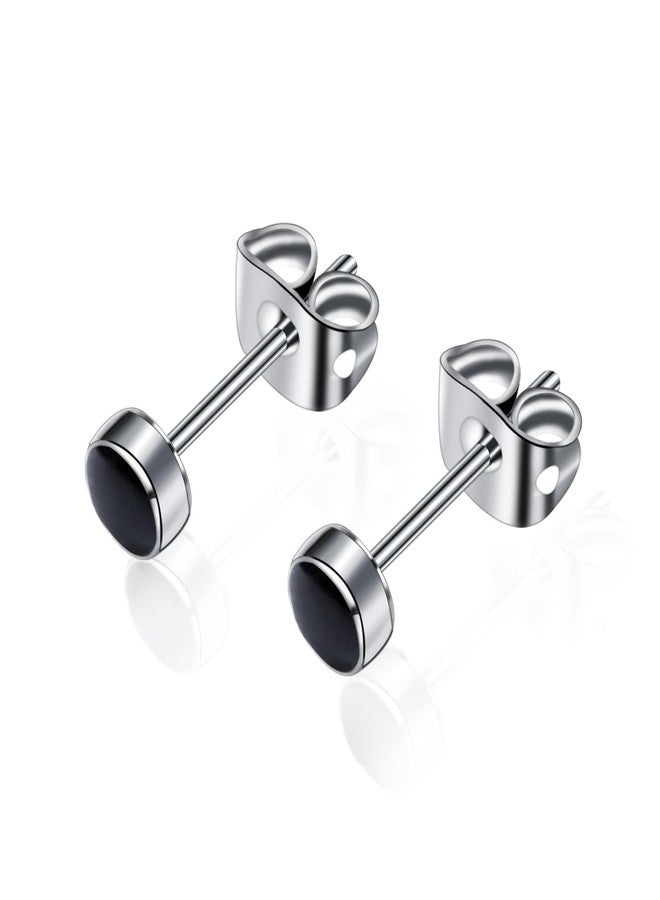 BLISI Women Earrings, Titanium Stud Earrings for Women Earrings 4mm Black Onyx Earrings Natural Stone Gemstones Hypoallergenic Earring No Nickel Earrings for Women Sensitive Ears - Image 1